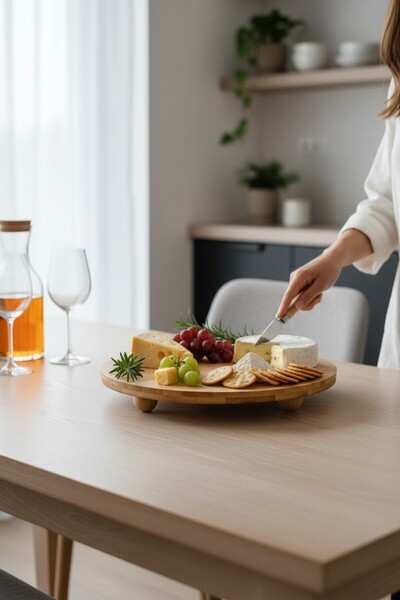 Tex Republic Balsa Bamboo Top Round Luxury Presentation Tray-Breakfast, Cake Multi-Purpose Presentation Tray 30cm (Tex104)