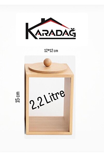 KARADAĞ HOME BAMBU VAKUM KAPAKLI PENCERELİ BAKLİYAT BAHARAT KAVANOZU 1,2LT-2,2LT-3LT