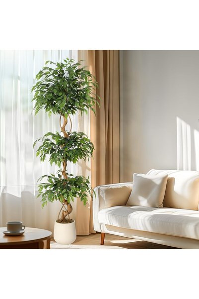 ZVEZVIA 120-180cm Artificial Tree with Lifelike Leaves for Indoor/Outdoor Home & Office Decor - Perfect Gift