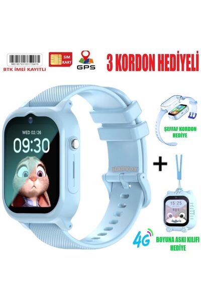 Saatistan Çocuklar İçin 4G GPS Akıllı Saat, Kordon ve Askılı Hediye ile 2024 ...