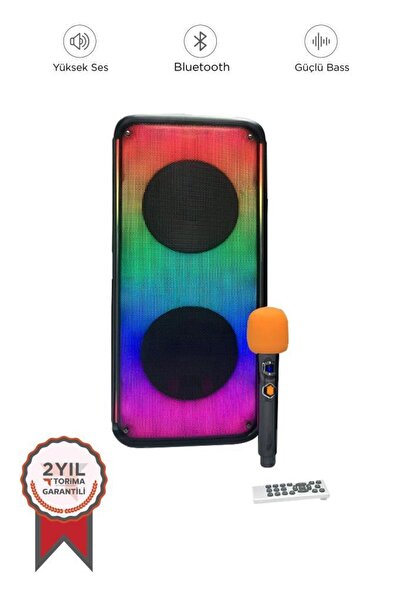 Torima Bluetooth Hoparlör Mikrofonlu Kumandalı Rgb Işıklı Speaker BTS-1908 Siyah