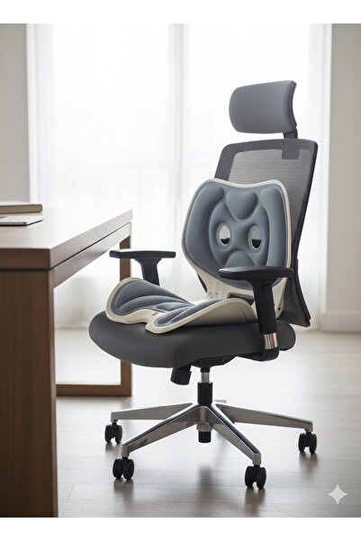 MOSTAFA A chair and lumbar support cushion for office work, gaming, and home use, featuring a foldable design.