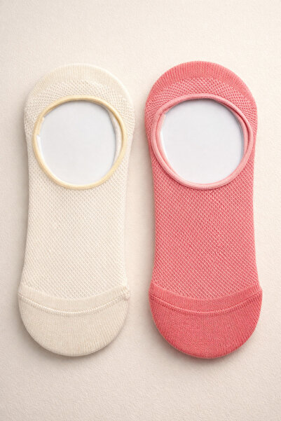 Katia&Bony Women's 2-Piece Basic Colored Invisible Ballerina Socks Pink Mix