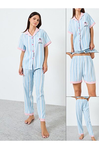 Styli Pack of 3 Printed Shirt&Pajama Long Sets