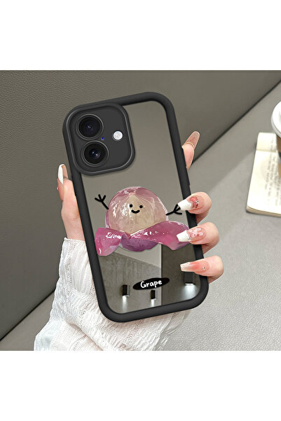 ucuc حافظة سيليكون سوداء مقاومة للسقوط متوافقة مع آيفون 16 مع أنماط فواكه وسط...