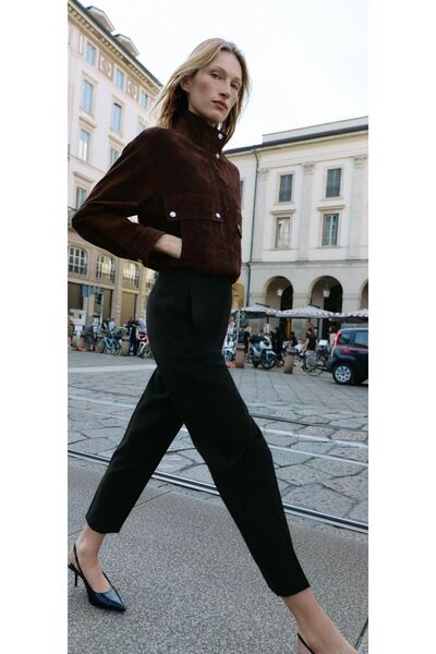 Meşe Moda PANTALONI NEGRI CU TALIE ÎNALTĂ