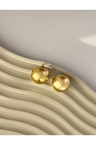 Samu Accessories أقراط كروية كبيرة من الفولاذ - كرة ذهبية ضخمة