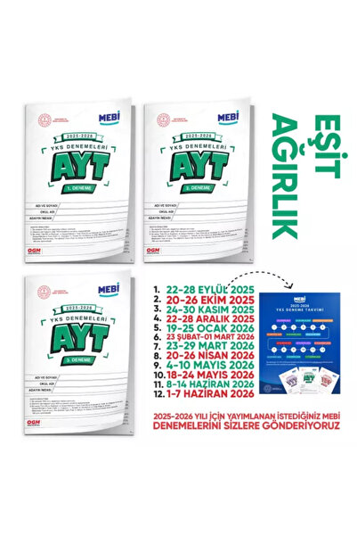 Karakutu Yayınları 2026 ÖSYM YKS-AYT MEBİ EŞİT AĞIRLIK 1.-2.-3. Deneme Paketi...