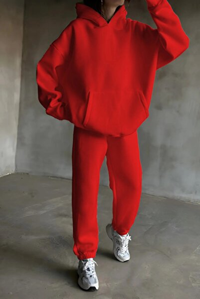 BARLİZ Γυναικείο Σετ Φόρμας Basic Oversize Άνετης Εφαρμογής με 3 Κλωστές και ...