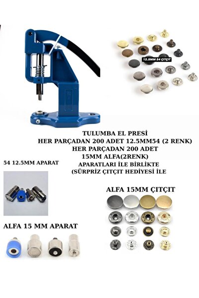 AEK TEKSTİL TULUMBA EL PRESİ ALFA 15MM 12.5MM 54 SETİ