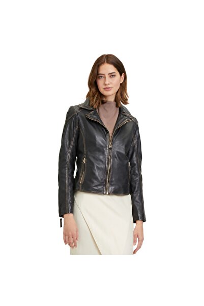mauritius Women's Black Vintage Leather Jacket GWPeetu