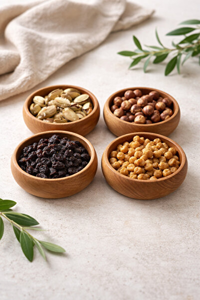 seymenbıçakçılık Set of 4 Bamboo Snack Bowls 10X10 cm – 4 cm Height – Natural...