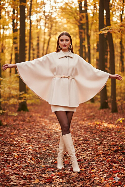 Modayıldızlar Morena Kadın Kemerli Kaşe Panço Milano Yeni Sezon