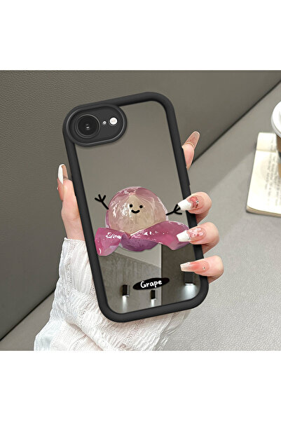 ucuc حافظة سيليكون سوداء مقاومة للسقوط متوافقة مع آيفون 16e مع أنماط فواكه وس...