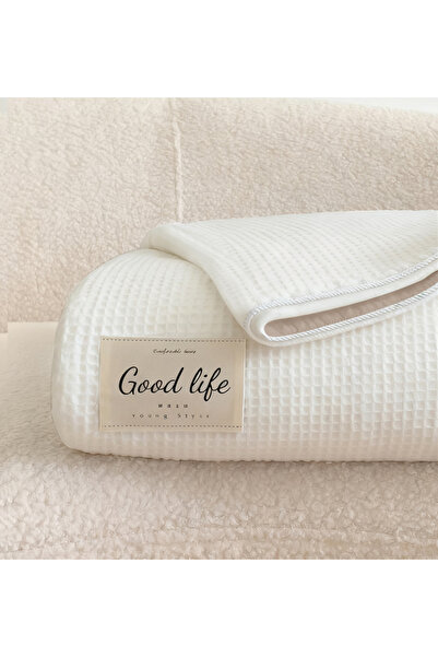 Generic بطانية بنسيج الوافل، فائقة النعومة والدفء، بطانية مريحة للأريكة والسرير والكنبة