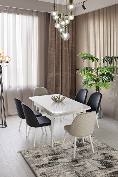AYDINEV Bahar Mdf Açılır Yemek Masası 6 Sandalye