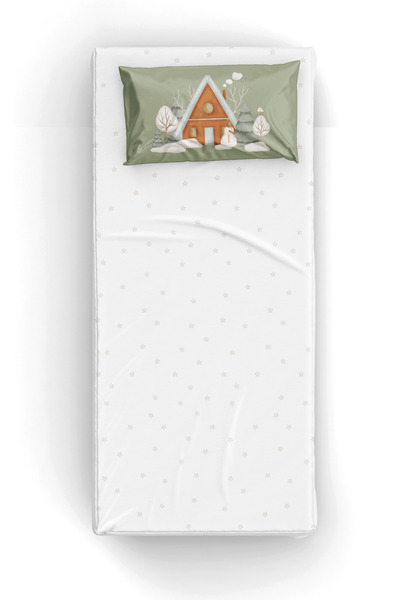 itsybitsy Snowy New Year Single Bed Sheet Set, Multicolor, 90X190 cm