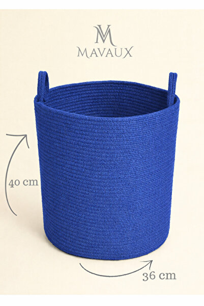MaVaux Handcrafted Textured Large Basket – 40 X 36 cm Decorative Home Organization, Toy and Laundry Organizer