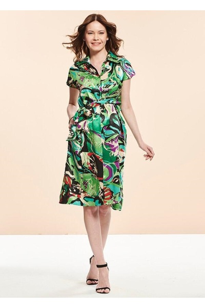 Desen Hamile Giyim Patterned Satin Short Maternity Dress