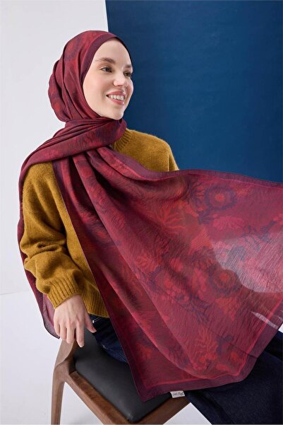Silk Home Urban Hours Aqua Whisper Dark Red Mayda Shawl 190X70