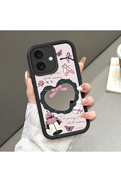 ucuc حافظة سيليكون سوداء مقاومة للسقوط متوافقة مع آيفون 16 مع أنماط قلب على س...