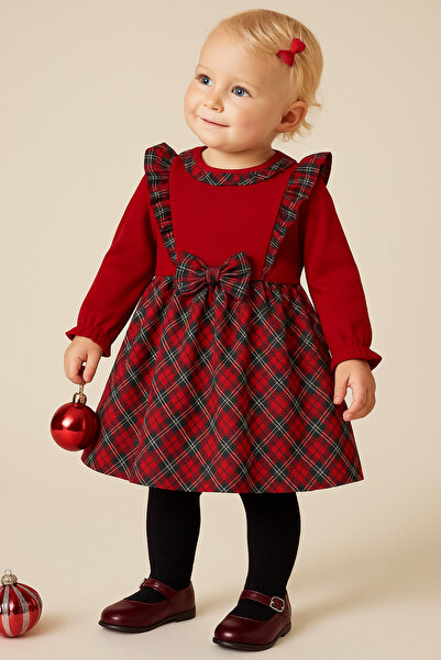 DYLİS Plaid Pattern Baby Girl Christmas Dress Costume New Year Gift
