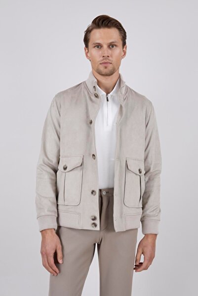 PR PACO ROMANO ART OF FASHİON Erkek Bej Süet Casual Ceket