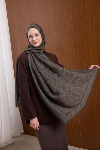 Silk Home Viscose Mayda Shawl Henna Green Chain Patterned Tok Duruşlu 190X70