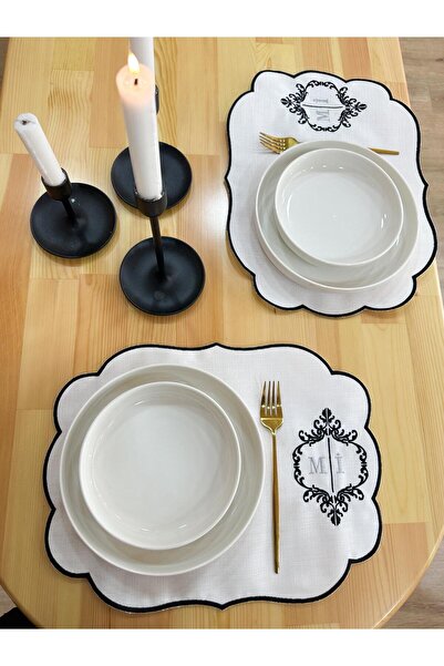 PELİNDEN Kişiye Özel, HARF nakışlı Amerikan Servis Seti ( 2 Adet )