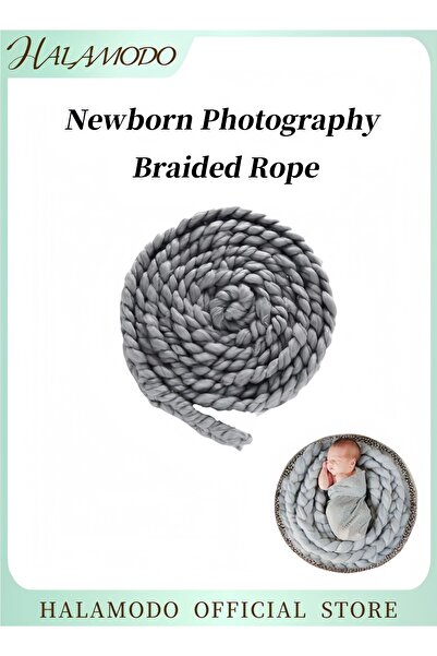 HALAMODO دعائم تصوير الأطفال حديثي الولادة، سلة من الحبال المضفرة، سجادة خلفي...