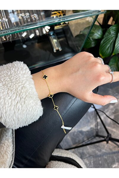 925 Ayar Gümüş altın kaplama 3 lü yonca bileklik