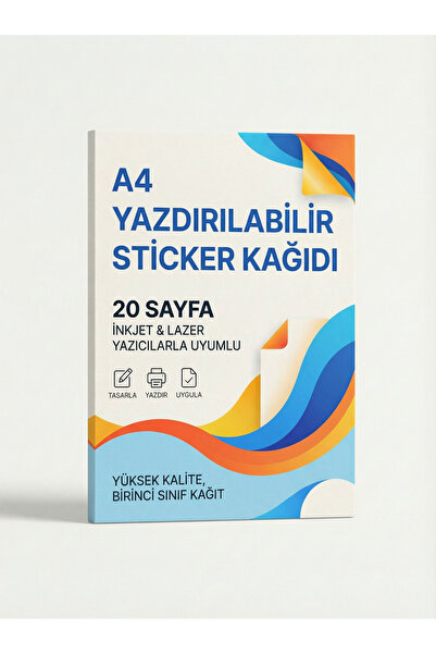 Stickki A4 Yazdırılabilir Sticker Kağıdı 20 Sayfa Inkjet ve Lazer Yazıcı Uyumlu Birinci Sınıf Kağıt