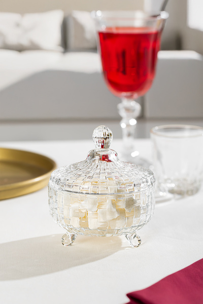 Porsima Sd10-Fgy Ayaklı Kapaklı Cam Şekerlik Sunumluk 250cc