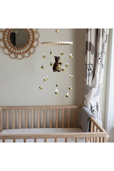 NEVAMATÖLYE El Yapım Örgü Bebek Dönencesi - Ahşap Beşik Uyumlu Arı ve Ayıcık ...