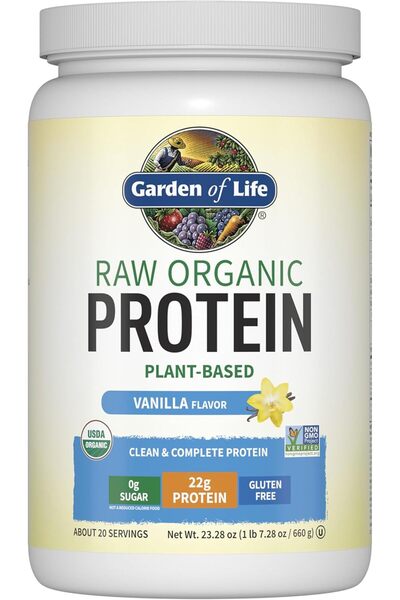 GARDEN OF LIFE مسحوق بروتين، مسحوق بروتين نباتي، أحماض أمينية متفرعة السلسلة، بروبيوتيك وإنزيمات هضمية، خالٍ من الغلوتين و