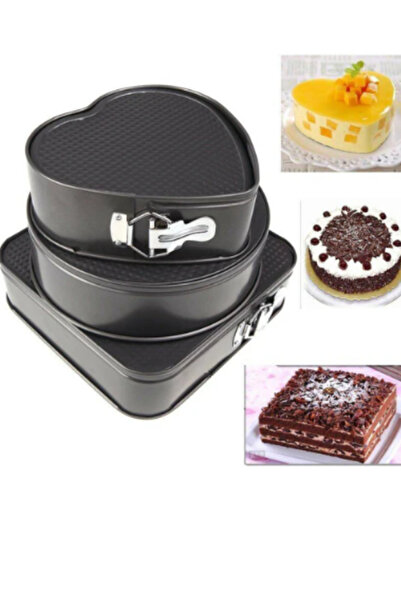 OEM Set of 3 cake molds - round, square and heart shape