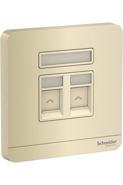 Schneider Electric E8332RJS_WG AvatarOn Gold - 2 Gang Keystone Wallplate with Shutter without Ketsto