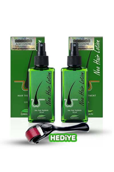Neo hair lotion 2 Adet 120 ml+Dermaroller Hediye – Saç Dökülmesine Karşı Bitk...