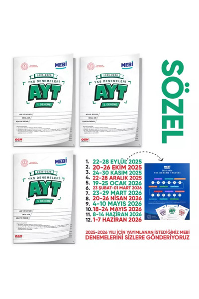 Karakutu Yayınları 2026 ÖSYM YKS-AYT MEBİ OGM SÖZEL 1.-2.-3. Deneme Paketi Gü...