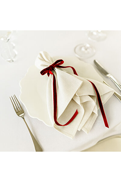 arredamento Kadife Kurdeleli Peçete Yüzüğü – 4’lü Set