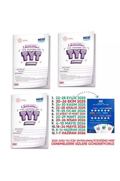 Karakutu Yayınları 2026 ÖSYM YKS-TYT MEBİ OGM Deneme 1.-2.-3. Paketi Güncel 3lü SET (Seri Deneme Paketi) BASKI ÜCRETİ
