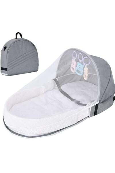 Gonice سرير سفر للأطفال مزود بشبكة ناموس ومظلة