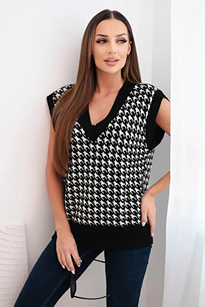 UniqueStore.ro Vestă cu imprimeu de picior de câine alb-negru