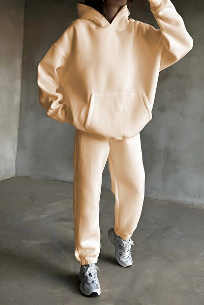 BARLİZ Γυναικείο Σετ Φόρμας Basic Oversize Άνετης Εφαρμογής με 3 Κλωστές και ...