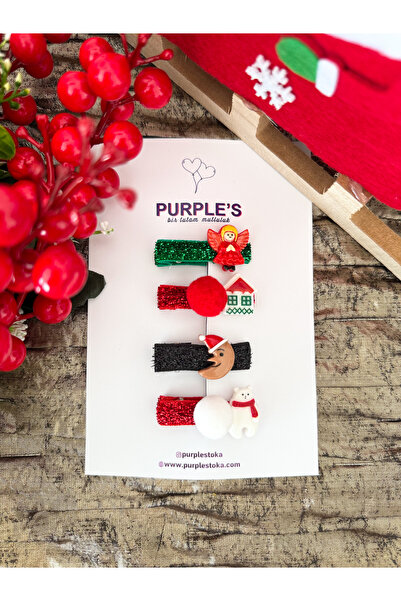 PURPLE'S BİR TUTAM MUTLULUK مجموعة من 4 مشابك للبنات والنساء لعيد الميلاد / م...