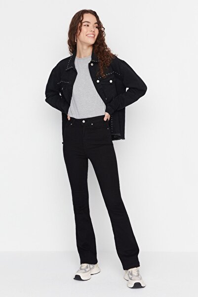 JAXEN Ns-19391 Black Non-Fading High Waist Flare Jeans