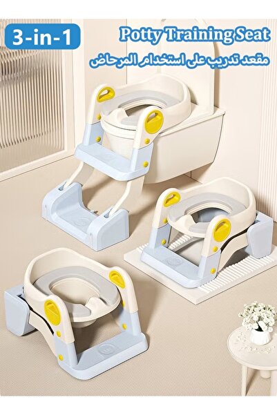 Generic 3-in-1 Potty Training Seat with Step Stool Foldable Toilet Potty Chair with Adjustable Height Ladder