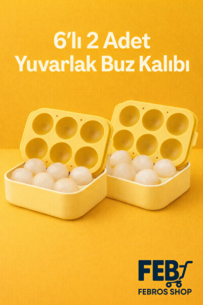 Febros 6’lı 2 Adet Sarı Silikon Yuvarlak Buz Kalıbı – Kahve, İçecek, Kokteyll...