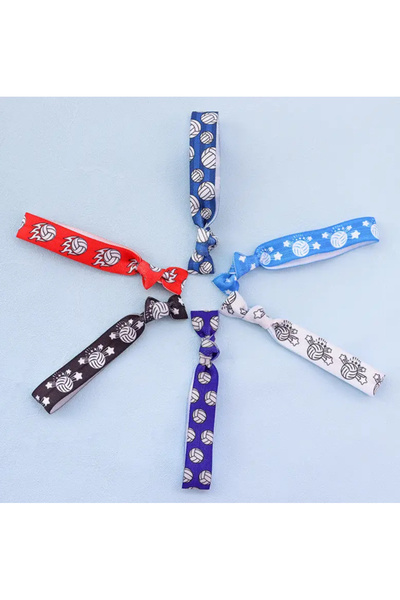 CN 2Pcs Volleyball Hair Rubber Band, Ponytail Holder, Wristband, Non-Wrinkle Ribbon, Volleyball Gift