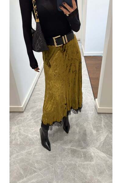 sinemkivanc co KADİFE DANTEL DETAYLI ETEK